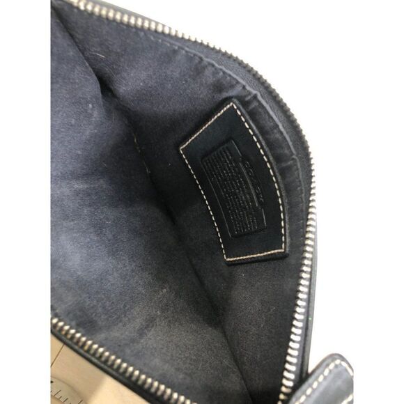 Coach Womens Logo Print Canvas Clutch Pouch Purse Black - Picture 4 of 5